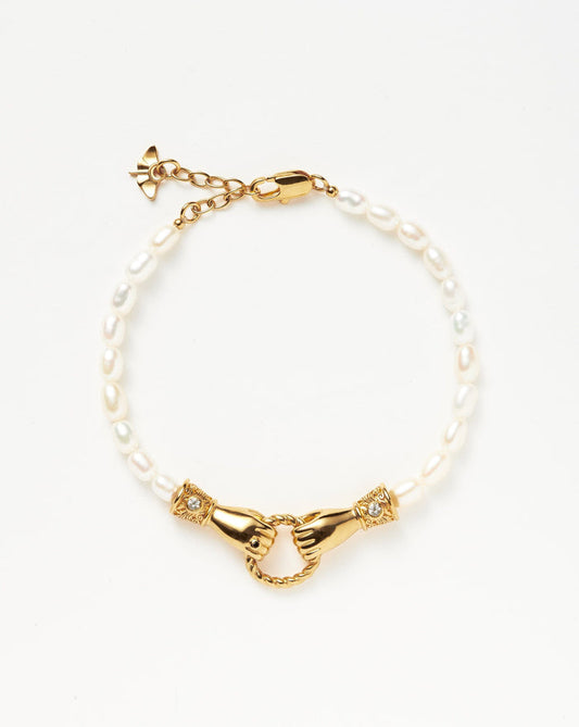 Harris Reed In Good Hands Pearl Bracelet | 18k Gold Plated/Pearl & Black Onyx Bracelets Missoma